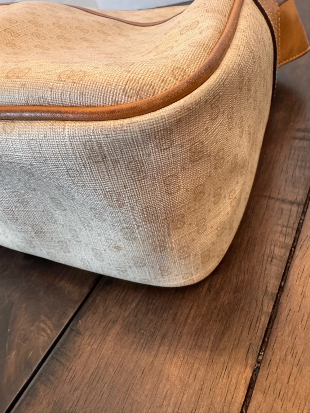 VTG Gucci Micro GG Crossbody Bag Tan Canvas Leather Italy Auth Rare - Picture 14 of 16